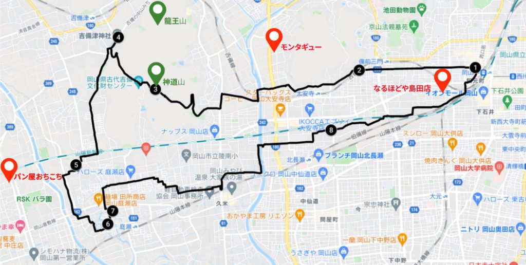 サイクリングコース吉備津神社～庭瀬城址コース